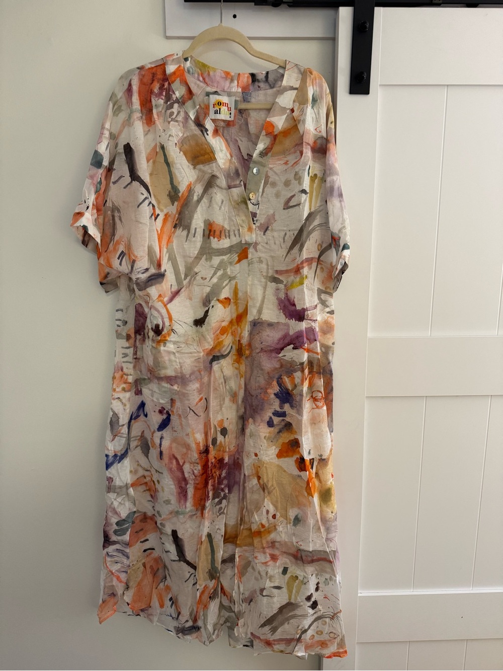 Multicolor Abstract Print Maxi Dress - Lightweight Artistic Style